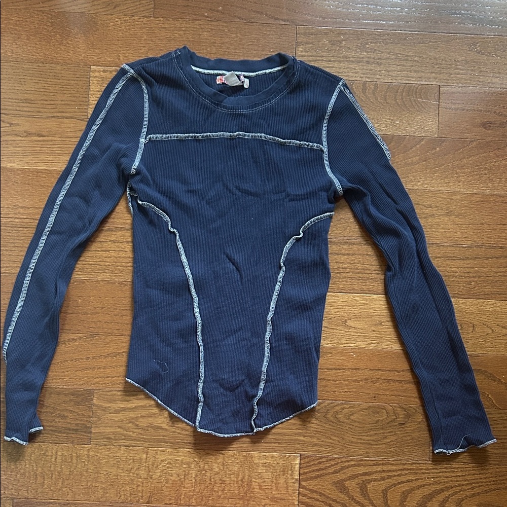 Urban Outfitters Navy Top with White Stitching